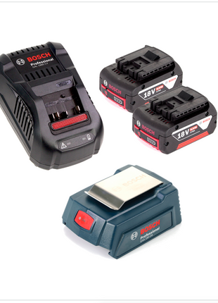 Bosch USB Power Set 18 V mit GAA Professional USB Adapter für 14,4 V / 18 V Akkus + 2x GBA 18V 6,0 Ah Li-Ion Einschub Akku + 1x Schnell Ladegerät GAL 1880 CV - Toolbrothers