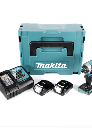 Makita DTD 154 RAJ Akku Schlagschrauber 18 V 175 Nm 1/4" Brushless + 2x Akku 2,0 Ah + Ladegerät + Makpac - Toolbrothers