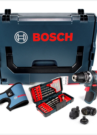 Bosch GSR 12V-15 FC Professional FlexiClick Akku Bohrschrauber mit 3 tlg. Aufsätze - Set in L-Boxx + Bosch Bit & Bohrer Set in Tough Box 23 tlg. Bohren & Schrauben ( 2607019912 ) - Toolbrothers