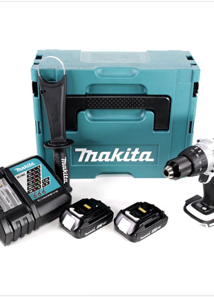 Makita DDF 458  RAJ W Akku Bohrschrauber 18 V 91 Nm weiß + 2x Akku 2,0 Ah + Ladegerät + Makpac - Toolbrothers