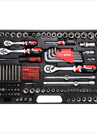 Yato YT-3894 Werkzeugkasten Steckschlüssel Satz 216 tlg. mit Knarren 1/4" + 1/2" + 3/8" + 5/16" Aufnahme - Toolbrothers