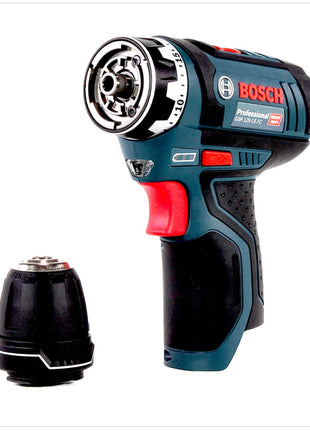 Bosch GSR 12V-15 FC Professional FlexiClick Akku Bohrschrauber mit Bohrfutteraufsatz in L-Boxx mit 2x Bosch GBA 3,0 Ah Akku und GAL 1230 CV Ladegerät - Toolbrothers