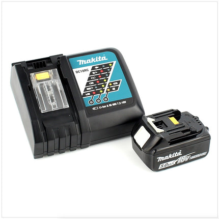 Makita DHP 483 RT1J Trapano avvitatore a percussione brushless a batteria 18 V in valigetta MAKPAC + 1x Batteria 5,0 Ah + Caricatore rapido