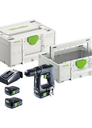 Festool CXS 12 2,5-Plus Perceuse-visseuse sans fil 12 V 30 Nm Brushless ( 576864 ) + 2x batterie 2,5 Ah + chargeur + Systainer + Systainer ToolBox SYS3 TB M 137