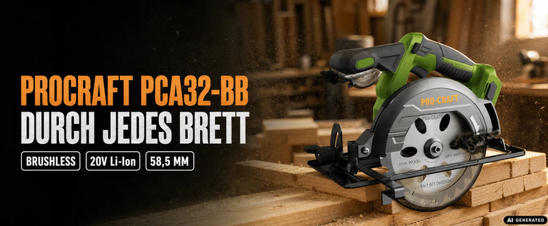 Procraft PCA32-BB Sega circolare a batteria 20 V 165 mm Brushless Solo - senza batteria, senza caricabatteria