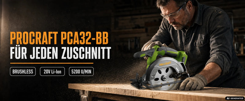 Procraft PCA32-BB Sega circolare a batteria 20 V 165 mm Brushless Solo - senza batteria, senza caricabatteria